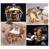 Glass Ashtray with Lid Square Gold