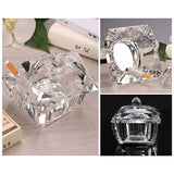 Glass Ashtray with Lid Square Silver