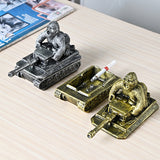 Vintage colored gorilla on a tank ashtray gold gray covered ash tray