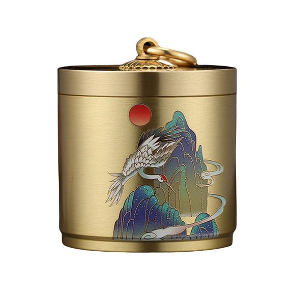 Hand-painted Brass Ashtray with Lid Covered Lidded Windproof Ash Tray Smokeless Handmade