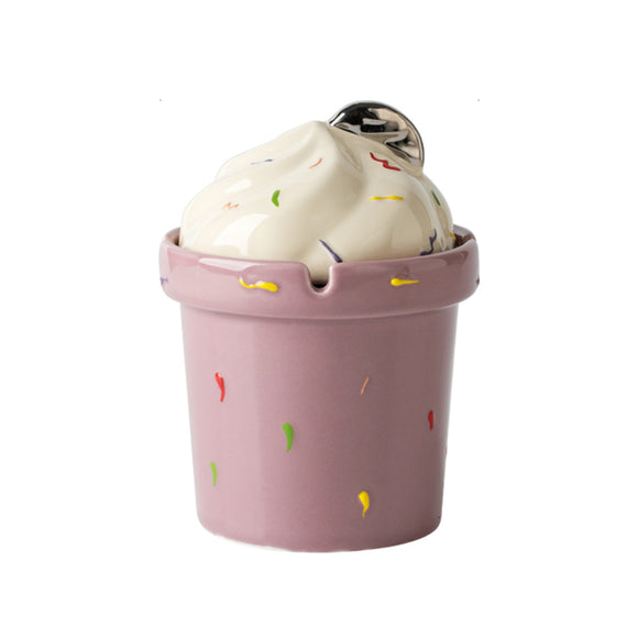 Ice Cream Cone Ashtray with Lid Ceramic cute cool ash tray covered lidded windproof outdoor