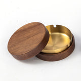 Lidded Wooden Ashtray Smokeless Windproof Outdoor Covered Ash Tray Cool Cute Rustic