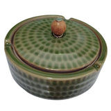 Vintage Ashtray with Lid Ceramic Hammered Surface Outdoor Porch Patio Smokeless Covered Lidded Rust Glaze