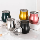 Metal Ashtray with Funnel Lid Stainless Steel Cool Cute Car Ash Tray Windproof Smokeless Covered Lidded