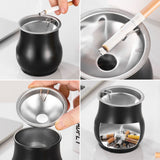 Metal Ashtray with Funnel Lid Stainless Steel Cool Cute Car Ash Tray Windproof Smokeless Covered Lidded