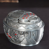 Metal Ashtray with Lid Vintage Egyptian Smokeless Lidded Covered Windproof Cool Cute Ash Tray Zinc Alloy Silver
