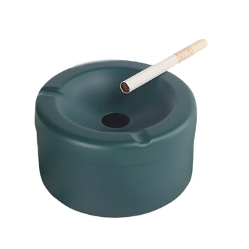 Metal Shorty Ashtray with Funnel Lid Stainless Steel Windproof Covered Lidded Cool Cute Ash Tray Teal