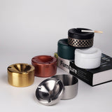 Metal Shorty Ashtray with Funnel Lid Stainless Steel Windproof Covered Lidded Cool Cute Ash Tray