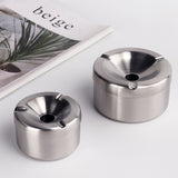 Metal Shorty Ashtray with Funnel Lid Stainless Steel Windproof Covered Lidded Cool Cute Ash Tray Silver