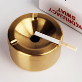 Metal Shorty Ashtray with Funnel Lid Stainless Steel Windproof Covered Lidded Cool Cute Ash Tray Gold