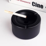 Metal Shorty Ashtray with Funnel Lid Stainless Steel Windproof Covered Lidded Cool Cute Ash Tray Black