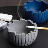 Minimalist Ashtray Round Cement Cute Cool Ash Tray Windproof Outdoor Patio Blue Gray Grey