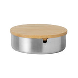 Minimalist Ashtray with Lid Stainless Steel Cool Cute Covered Lidded Ash Tray Smokeless Windproof Silver