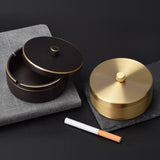 Outdoor Ashtray with Lid for Patio Cool Cute Copper Covered Smokeless Windproof Ash Tray