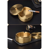 Outdoor Ashtray with Lid for Patio Cool Cute Copper Covered Smokeless Windproof Ash Tray