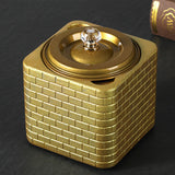 Outdoor Ashtray with Lid Cement Covered Lidded Windproof Smokeless Cool Ash Tray Gold