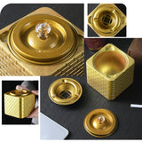 Outdoor Ashtray with Lid Cement Covered Lidded Windproof Smokeless Cool Ash Tray Gold