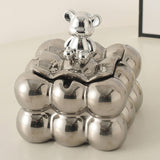 Cute Ashtray with Lid for Outdoor Patio Cool Nordic Home Decor Ceramic Ash Tray Smokeless Lidded Covered Windproof silver