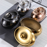 Oval Outdoor Ashtray with Lid Stainless Steel Windproof Covered Ash Tray Gold Black Silver Rose