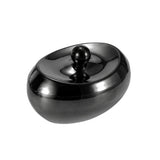 Oval Outdoor Ashtray with Lid Stainless Steel Windproof Covered Ash Tray Black