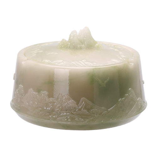 Outdoor Ashtray with Lid Resin Mountains Cool Ash Tray Jade Covered Lidded Windproof Smokeless Vintage
