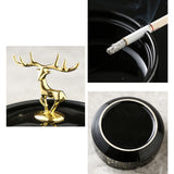 Elegant Elk Ceramic Ashtray with Lid Cool Cute Nordic Ash Tray Black