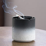 Exquisite Ashtray with Funnel Lid Ceramic Cool Cute Ash Tray Pottery Clay Covered Lidded Windproof