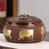 Outdoor Covered Ashtray Copper Bull Lidded Windproof Smokeless Ash Tray