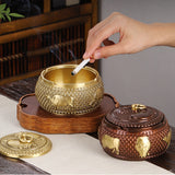 Outdoor Covered Ashtray Copper Bull Lidded Windproof Smokeless Ash Tray