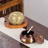 Outdoor Covered Ashtray Copper Bull Lidded Windproof Smokeless Ash Tray