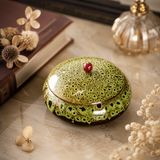 Outdoor Ashtray for Patio with Lid Large Ceramic Green Vintage Covered Ash Tray