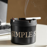 Outdoor Metal Covered Ashtray with Flip Lid Black