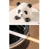 panda covered ashtray cute cool ceramic ash tray windproof smokeless lidded