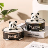 panda covered ashtray cute cool ceramic ash tray windproof smokeless lidded