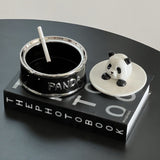 panda covered ashtray cute cool ceramic ash tray windproof smokeless lidded