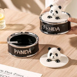 panda covered ashtray cute cool ceramic ash tray windproof smokeless lidded