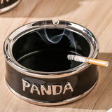 panda covered ashtray cute cool ceramic ash tray windproof smokeless lidded