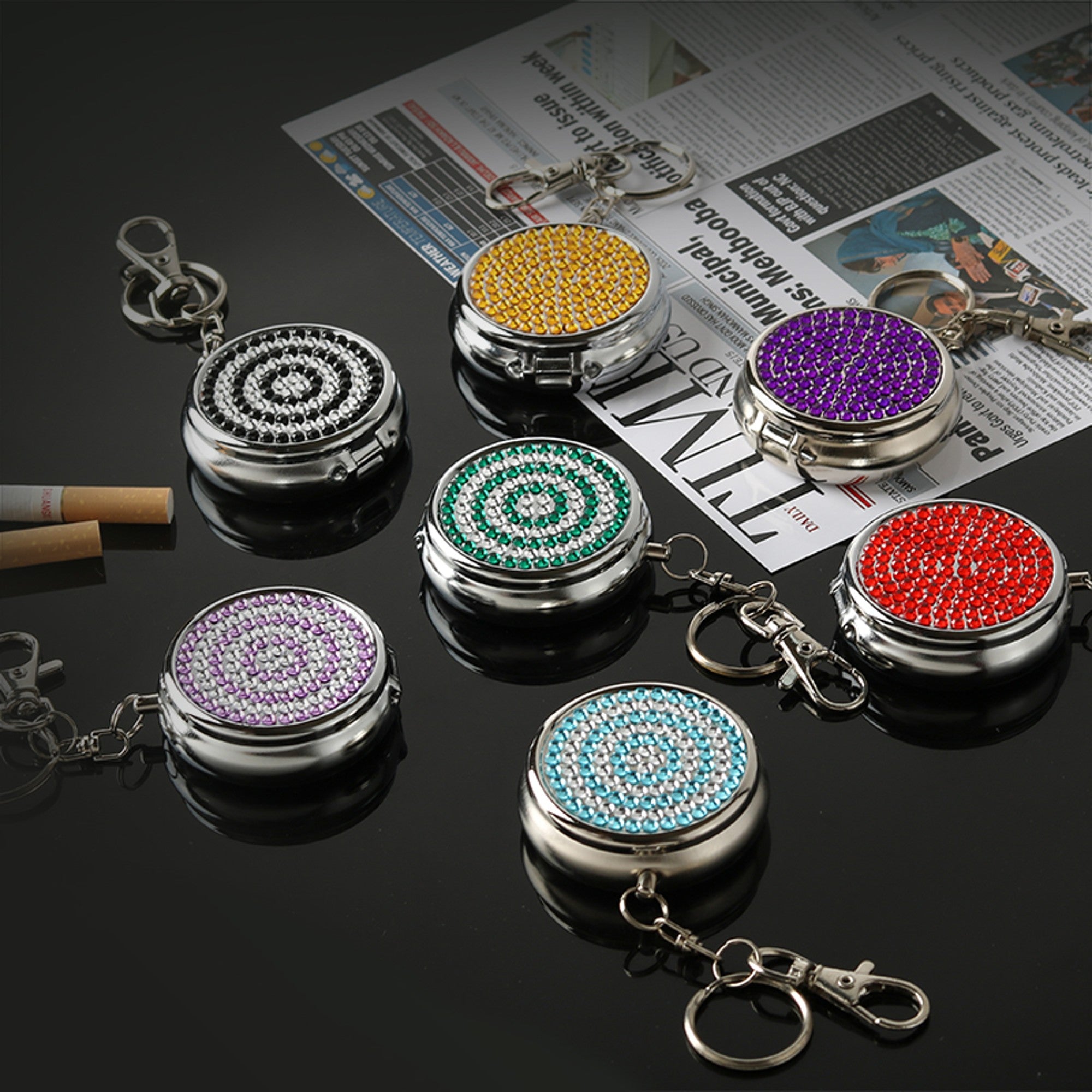 Pocket Ashtray Metal Mini Handheld Portable Ash Tray Outdoor (Pack