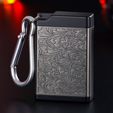 Portable Pocket Ashtray with Carabiner Mini Travel Ash Tray Black Engraved