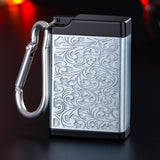 Portable Pocket Ashtray with Carabiner Mini Travel Ash Tray Silver Engraved