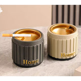 Resin Ashtray with Funnel Lid and Removable Metal Tray