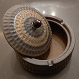 rustic outdoor ashtray with lid ceramic ash tray covered lidded smokeless vintage