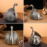 Swan Ashtray Cool Cute Decorative Metal Ash Tray Covered Lidded Smokeless Vintage Retro