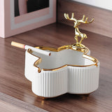 Unique Elk Ashtray Nordic Home Decorative Ash Tray ceramic classy creative white gold edge