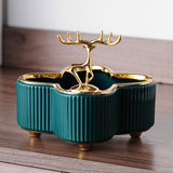 Unique Elk Ashtray Nordic Home Decorative Ash Tray ceramic classy creative green teal gold edge