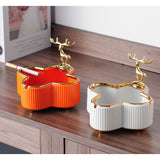 Unique Elk Ashtray Nordic Home Decorative Ash Tray ceramic classy creative orange white gold edge