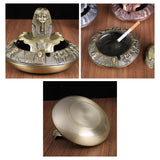 Vintage Ashtray with Lid Metal Egyptian Pharaoh windproof covered lidded decorative gold