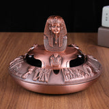 Vintage Ashtray with Lid Metal Egyptian Pharaoh windproof covered lidded decorative bronze