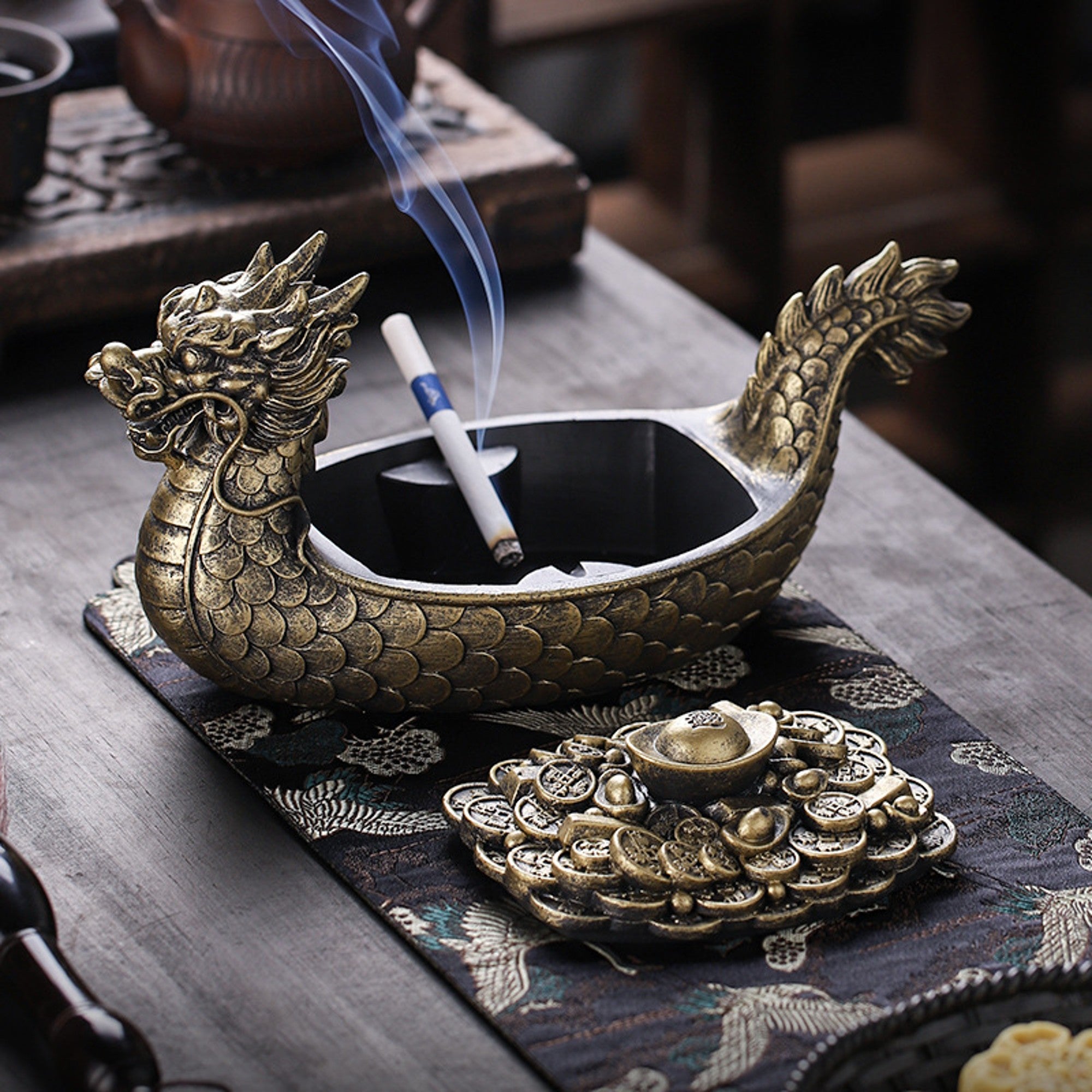 vintage cigarette ashtray Vintage Dragon Lidded Ashtray Resin Large Jade vintage cigarette ashtray Vintage Dragon Lidded Ashtray Resin Large Jade