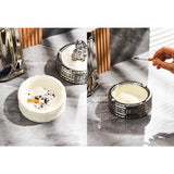 Welcoming Cat Ashtray with Lid Ceramic Cool Cute Ash Tray Smokeless Covered Lidded Windproof White Silver